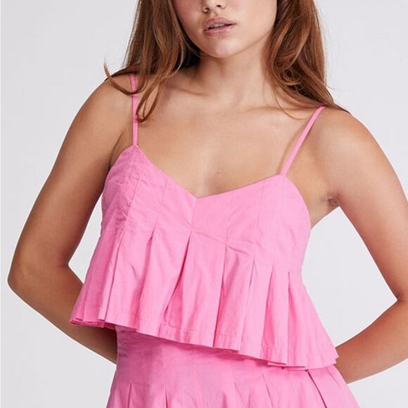 Free People Miki Top Pink Cropped Tie Back Sz L - Picture 1 of 7
